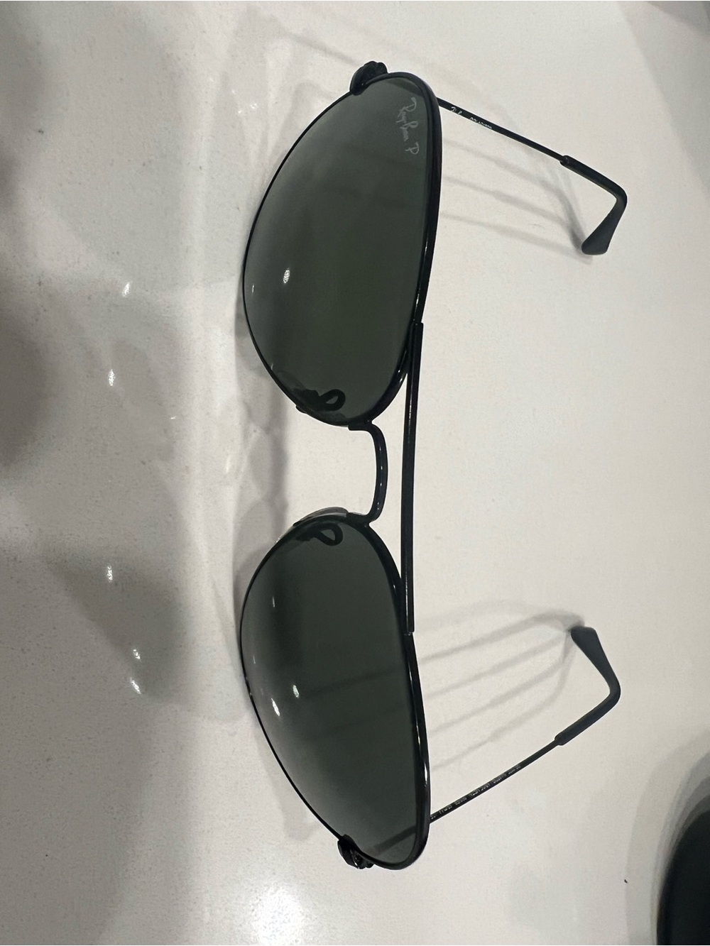 Ray-Ban Aviator Sunglasses - Black Frame with Green Lenses